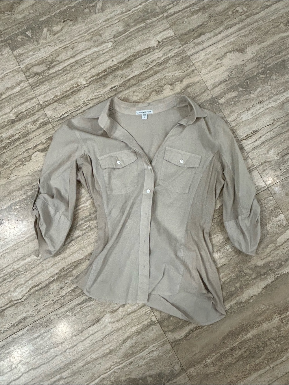 James Perse Light Taupe Button-Down Shirt